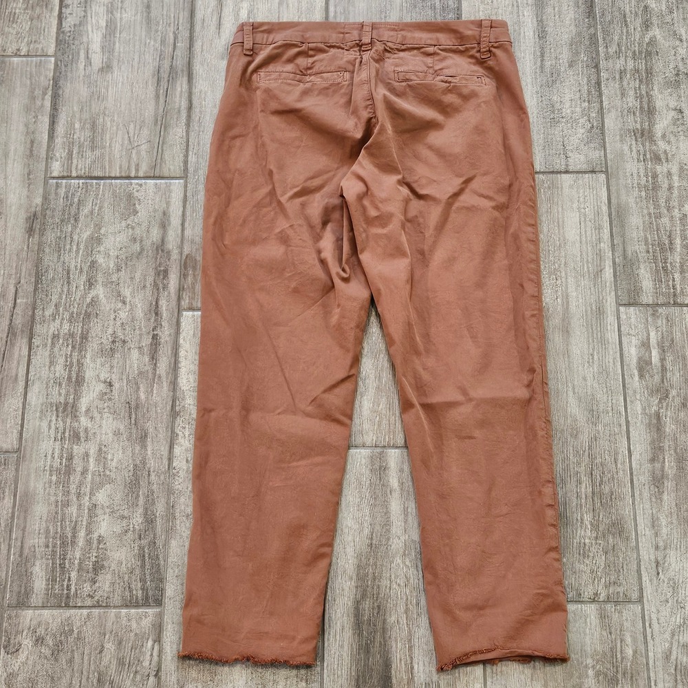 Frank & Eileen Wicklow Pants Women's Size 2 Rust Tan Cotton Blend Raw Hem Casual - Picture 8 of 13